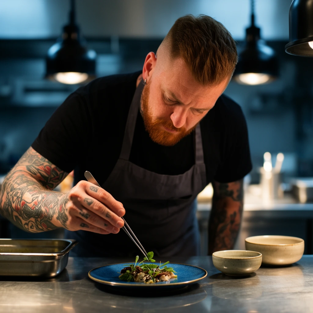A private chef plating a dish